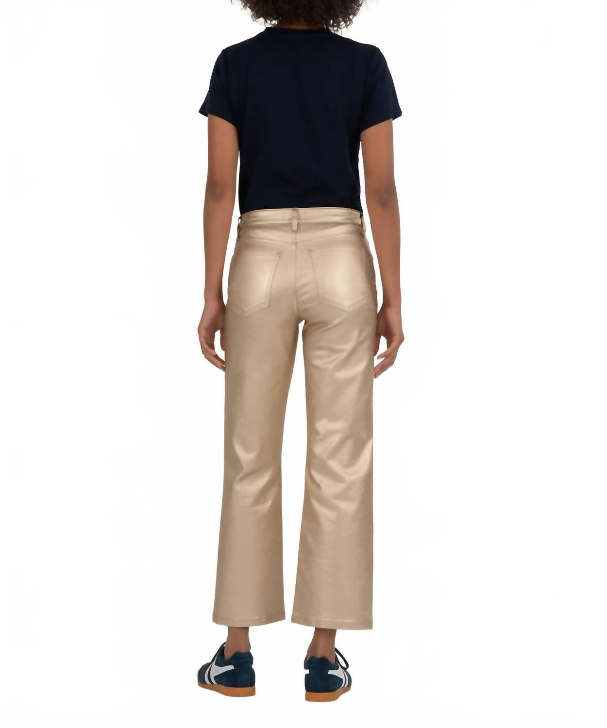 KUT FROM THE KLOTH Charlotte High Rise Wide Leg Pants in gold 2 - women's jeans - detail view
