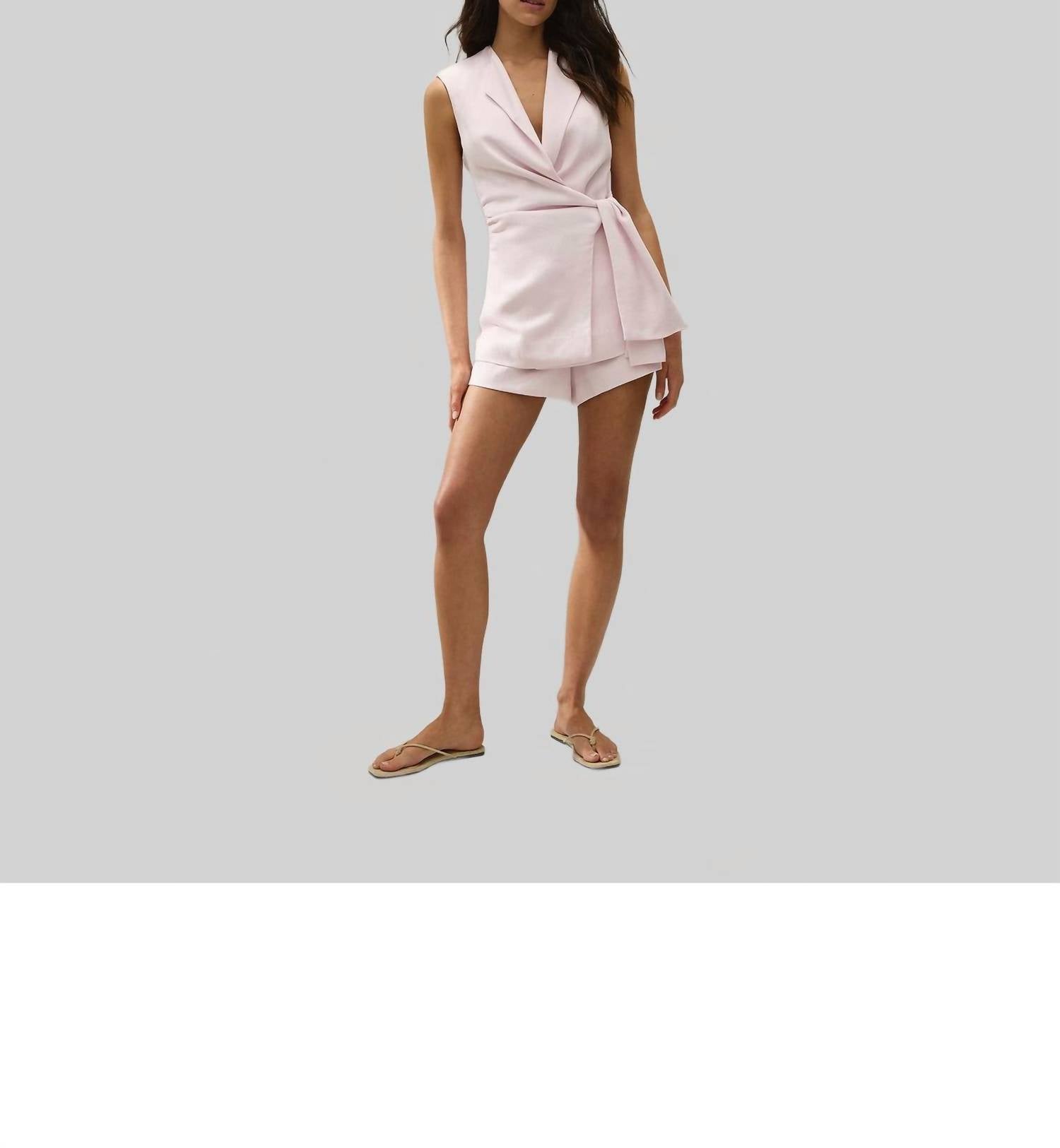 FAITHFULL THE BRAND Jagger Wrap Vest in pale pink - women's blouse - view 5