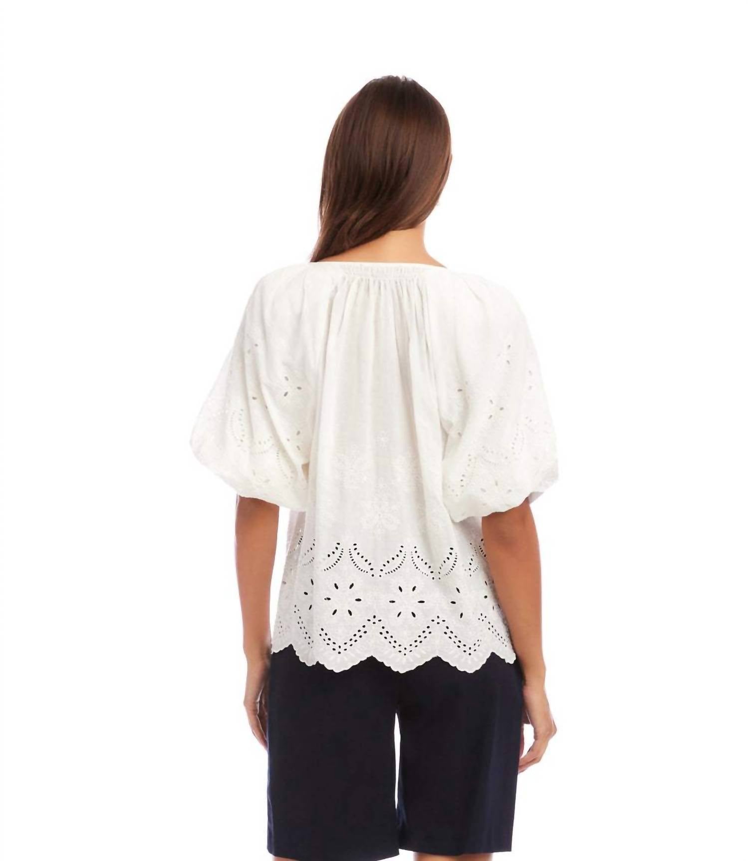 Karen Kane - Puff Sleeve Embroidered Top