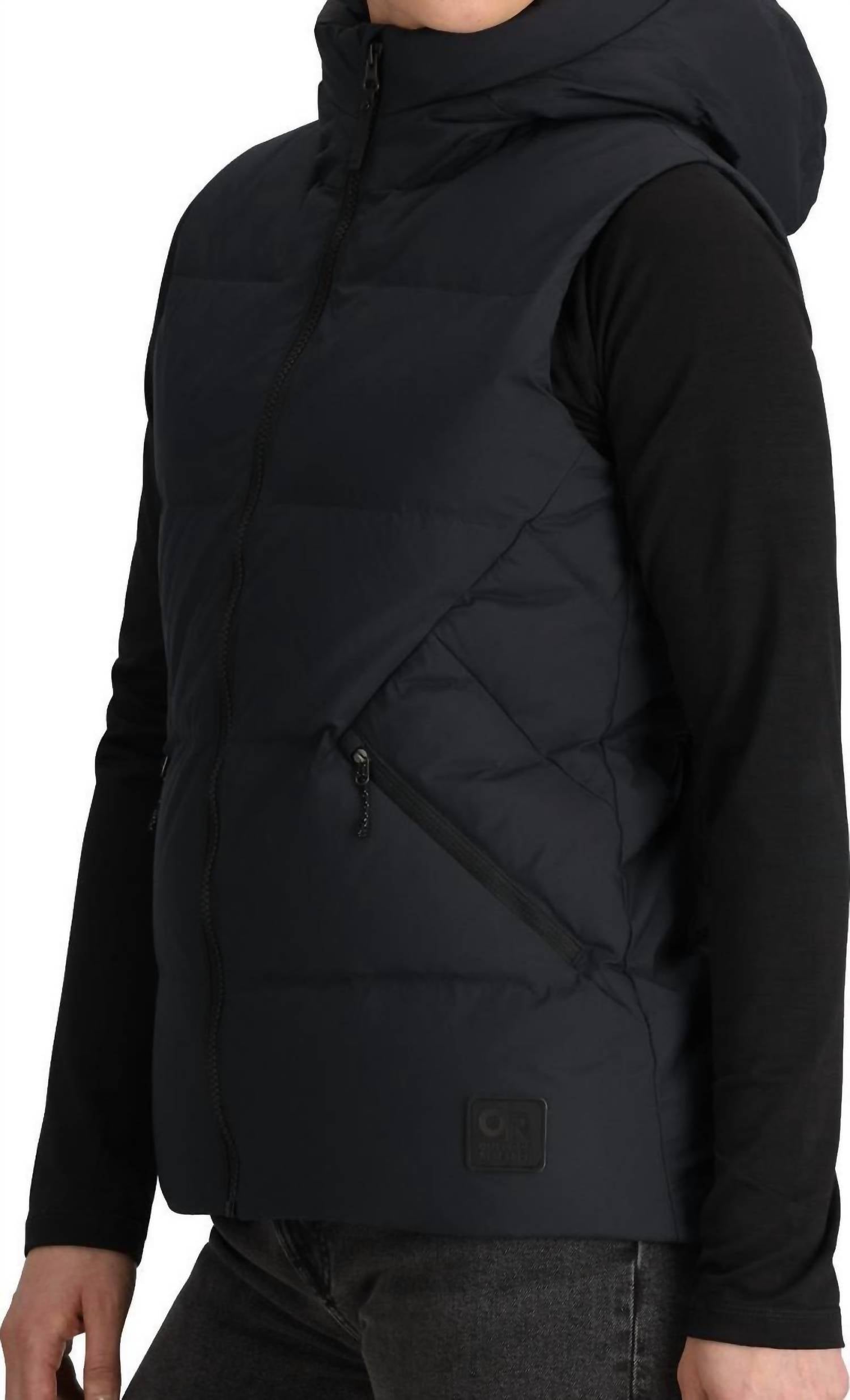 OUTDOOR RESEARCH Coze Hooded Down Insulated Vest in black - women's jacket - alternate view