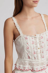 Loveshackfancy - Embroidered Cherry Vietta Top