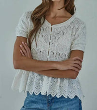 By Together - Short Sleeve Peplum Knit Top