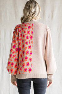 Jodifl - Take Me Away Curvy Color Block Leopard Print Sweater