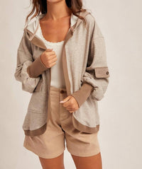Hem & Thread Cozy Cargo Cardigan in mocha - women's cardigan