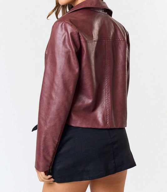 Blue Blush - Notched Collar Leather Jacket