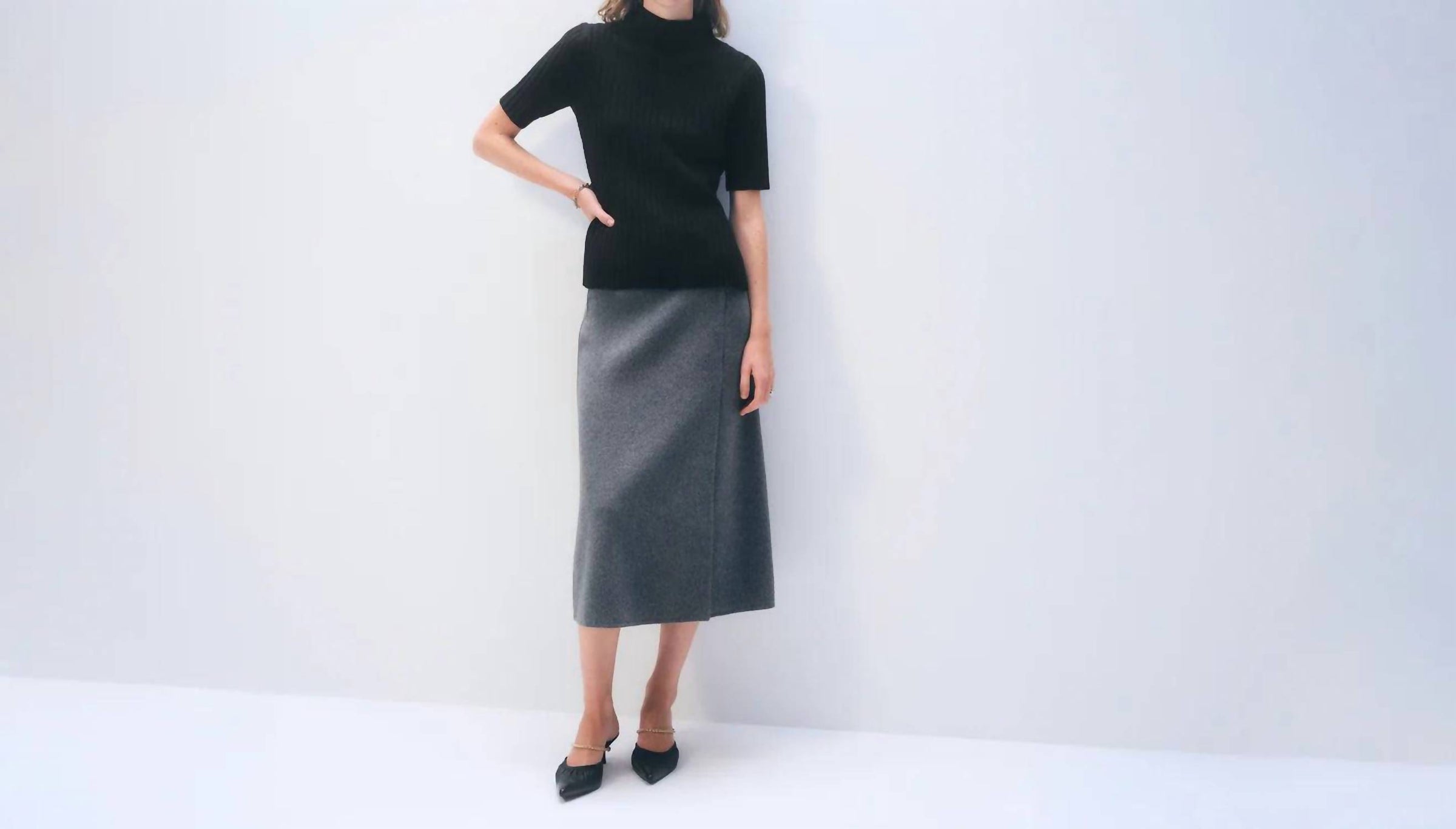 White + Warren - Cashmere Ribbed Mockneck Top