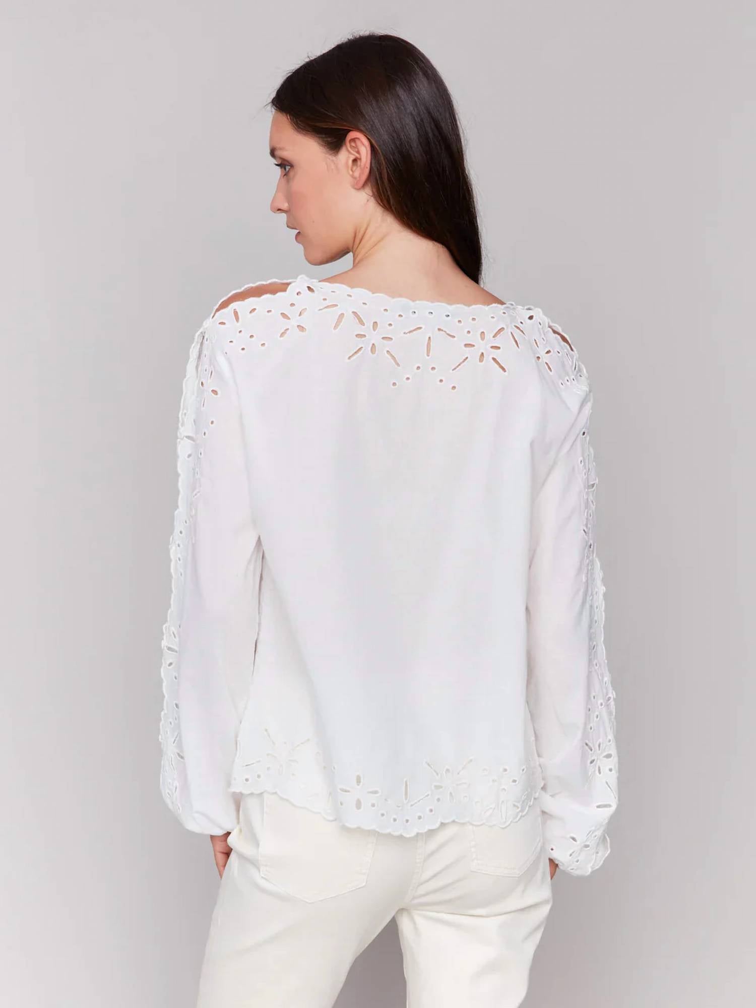 Charlie B - Long Sleeve Eyelet Top