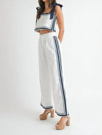 MABLE Chevron Linen Crop Top in white - women's shirt - view 4