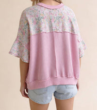 Haptics - Oversized Flutter Sleeve Floral Pullover