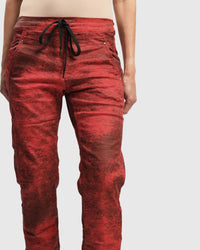 ALEMBIKA Women's Iconic Stretch Jeans in red - women's jeans - detail view
