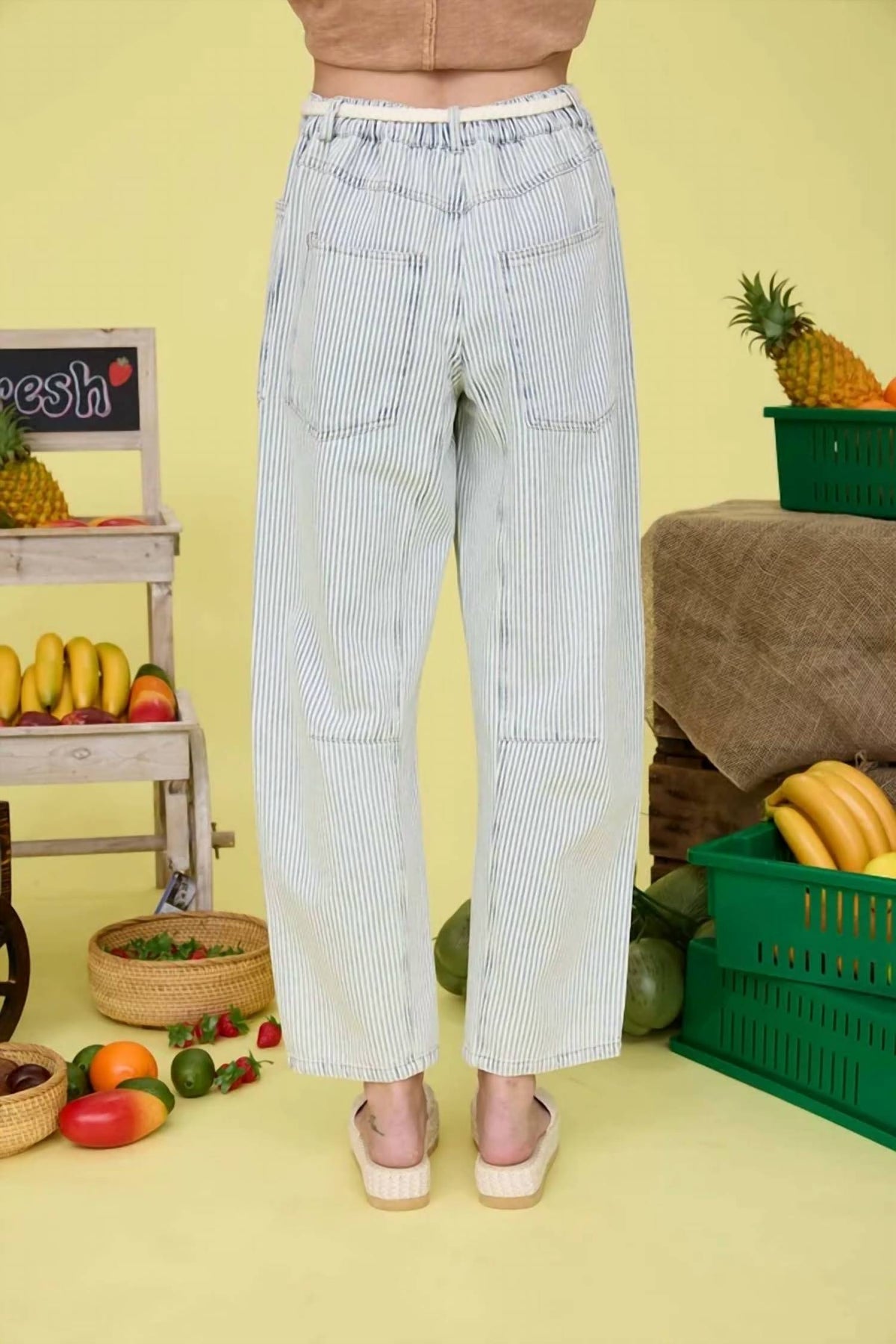 Blu Pepper - Striped Barrel Jeans