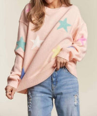 Adora - Stars Pattern Drop Shoulder Sweater