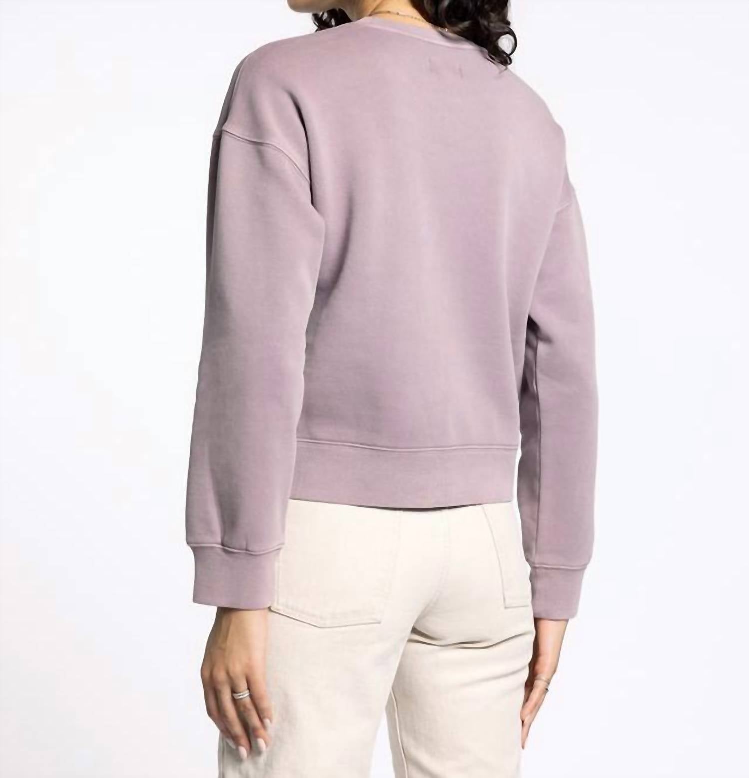 Thread & Supply Serenity Fleece Crew Neck Sweatshirt in dusty lavender - women's top - alternate view