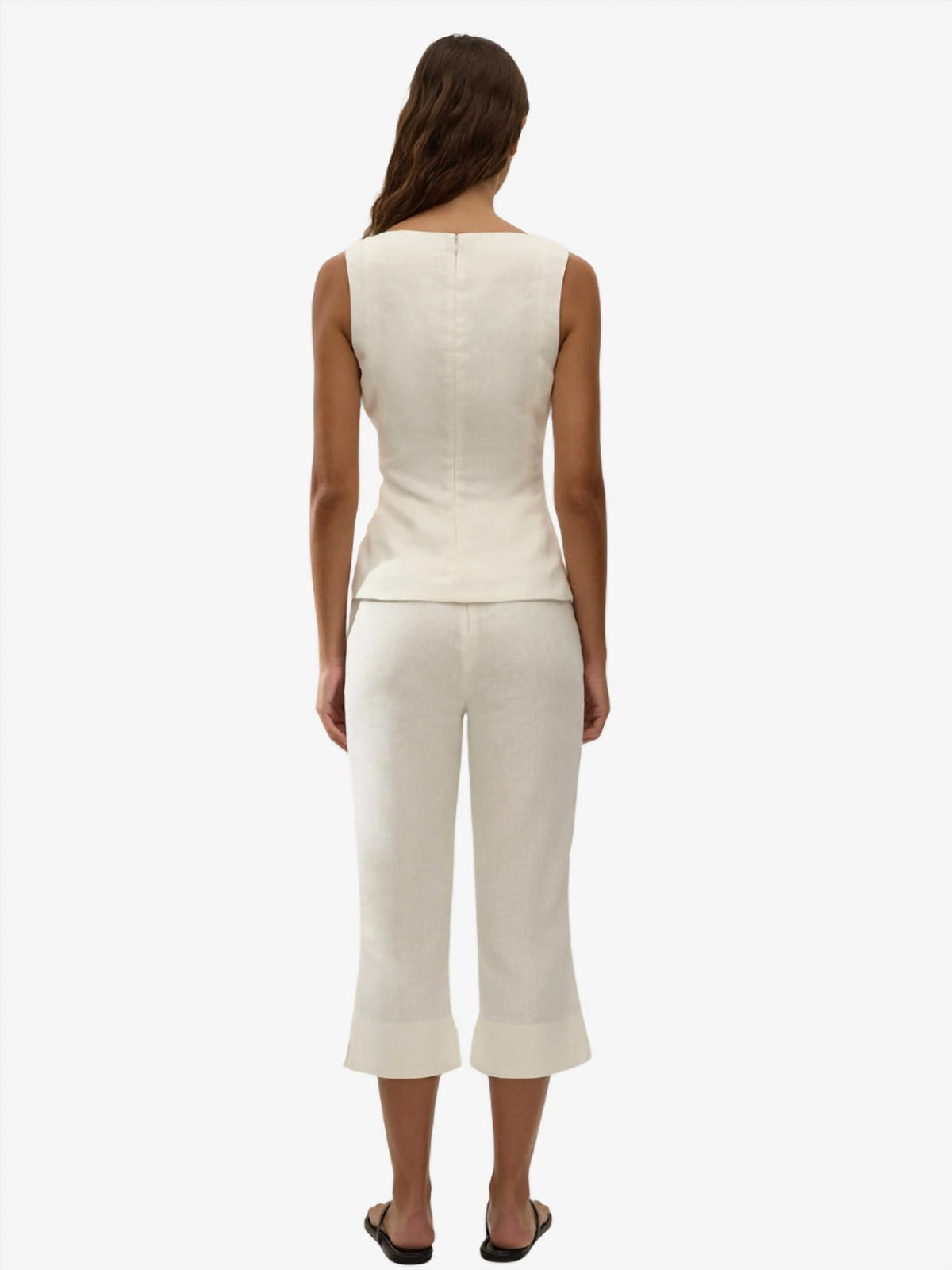 FAITHFULL THE BRAND Valeria Flared Capri in white - women's pants - detail view