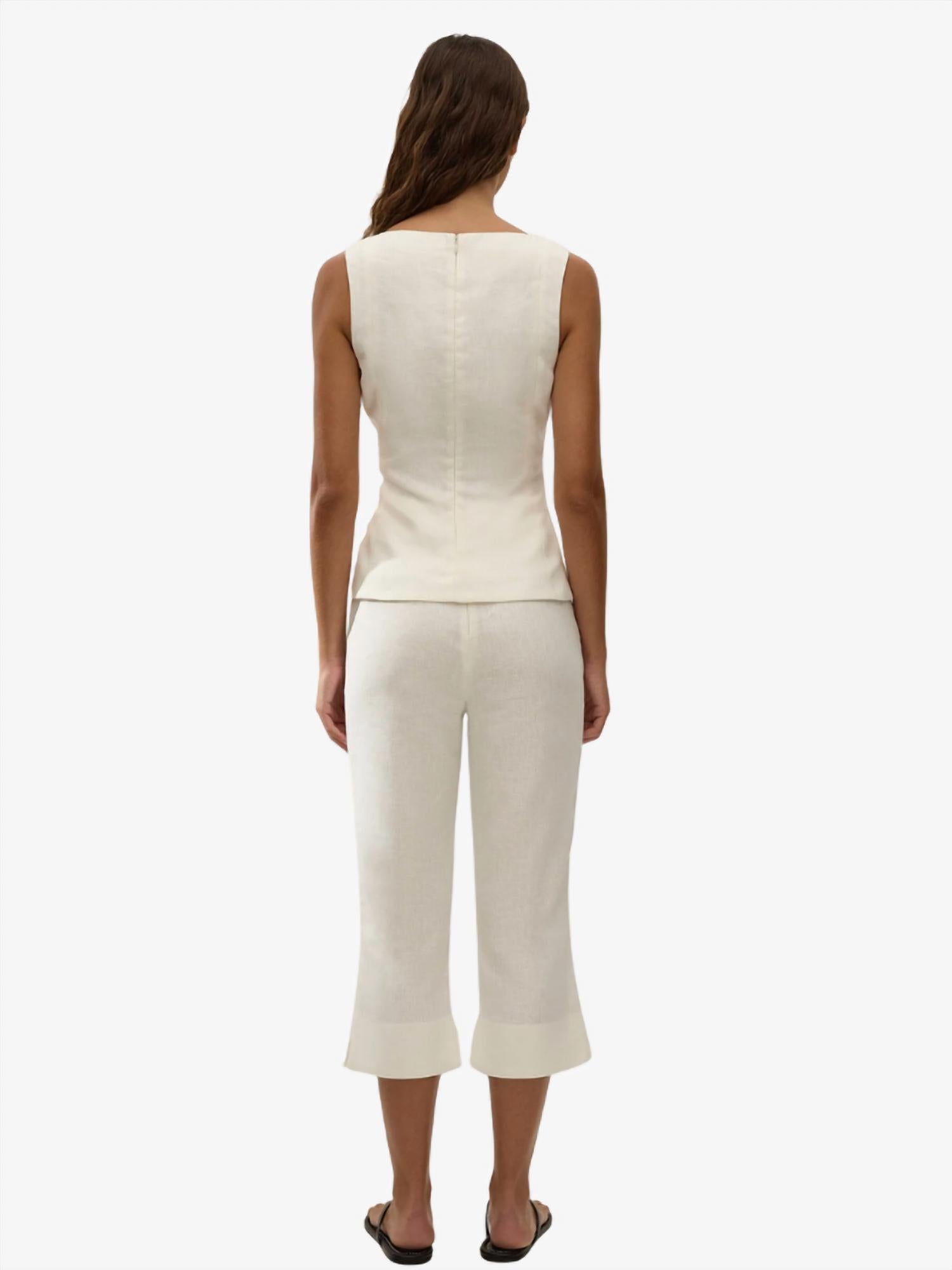 FAITHFULL THE BRAND Valeria Flared Capri in white - women's pants - detail view