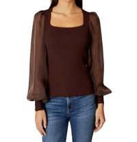 Design History - Ribbed Top With Sheer Sleeve