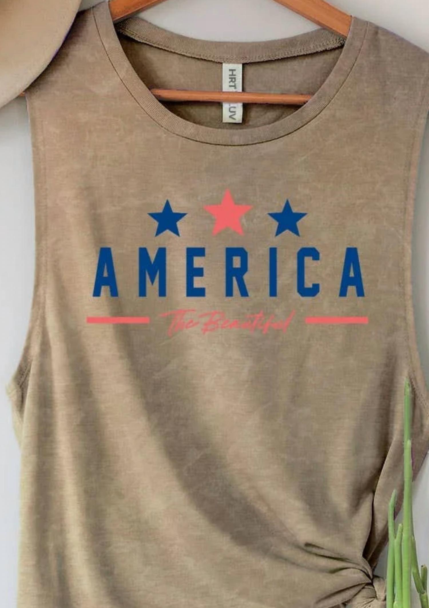 Hrt & Luv - Women's America The Beautiful Mineral Tank Top