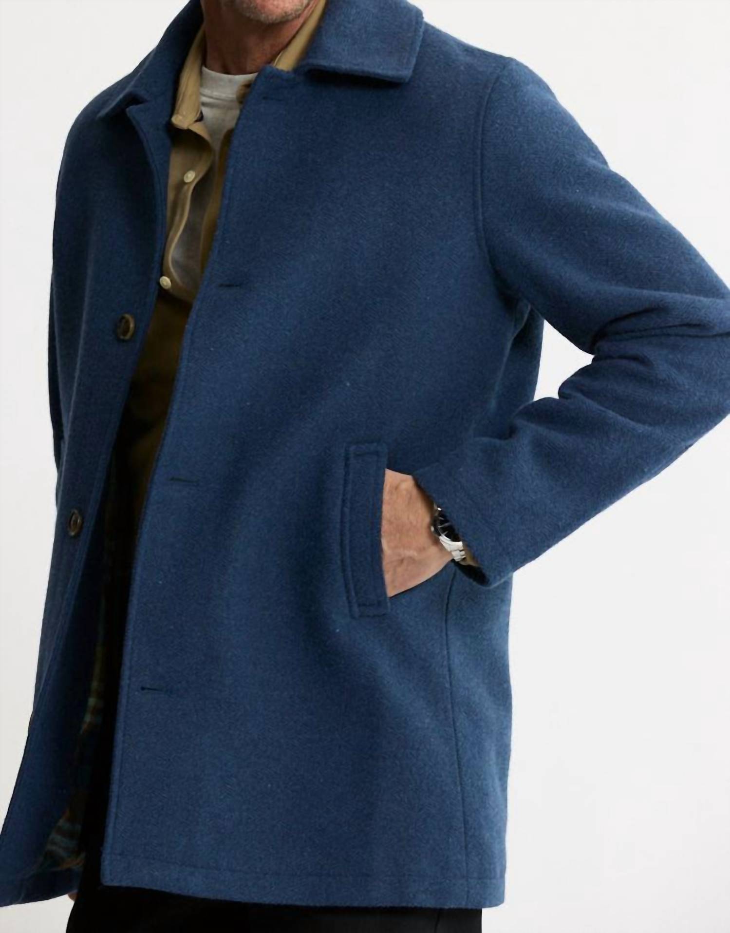 JACHS NEW YORK Mott Wool Blend Coat in warm blue - men's jacket - view 5