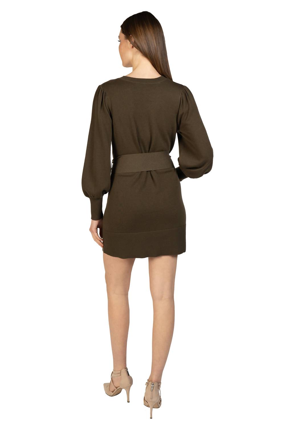 Love Token - Short Knit Mini Sweater Dress With Tie