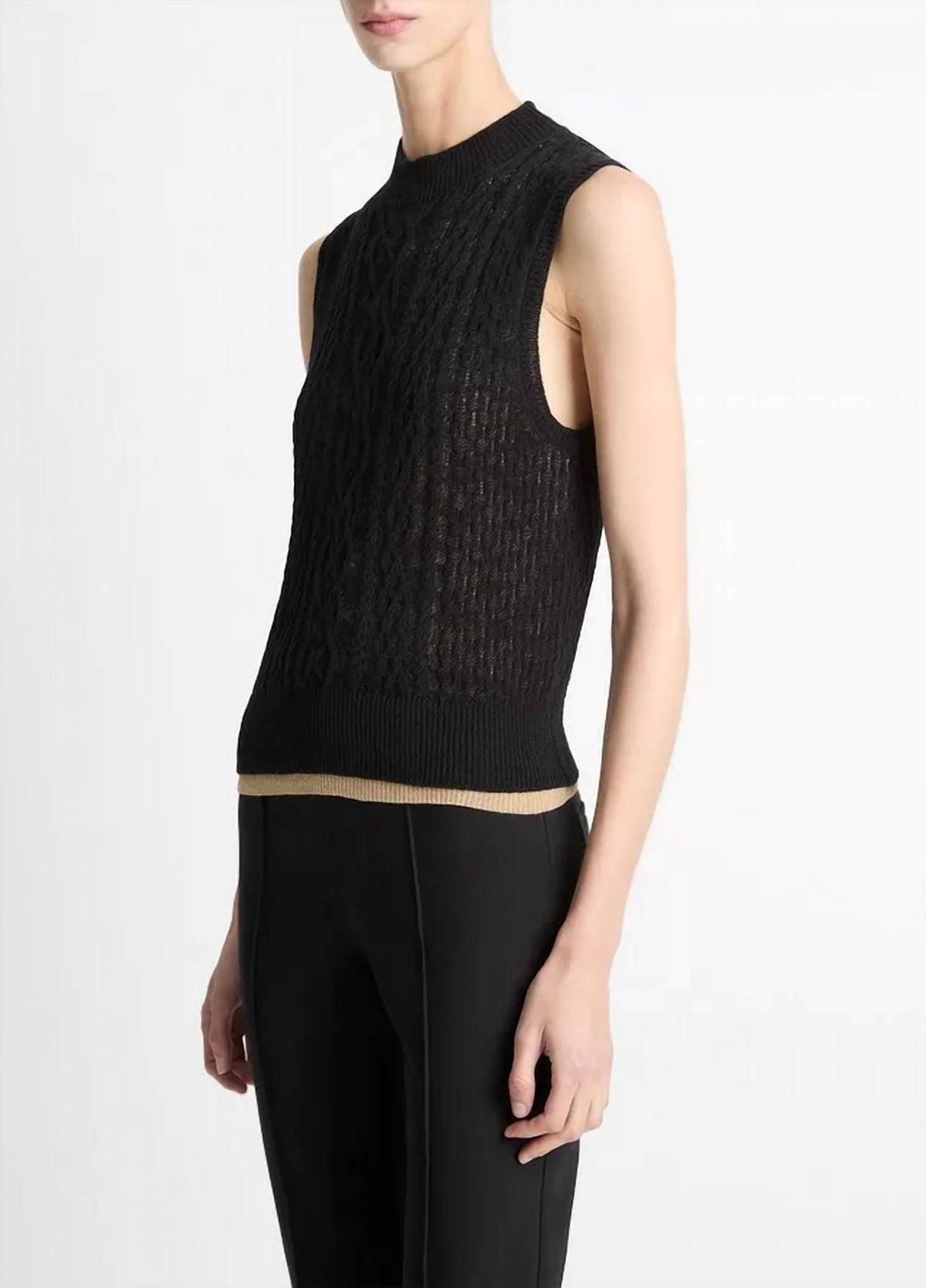 Vince - Cable Cotton-blend Double-layer Shell Top