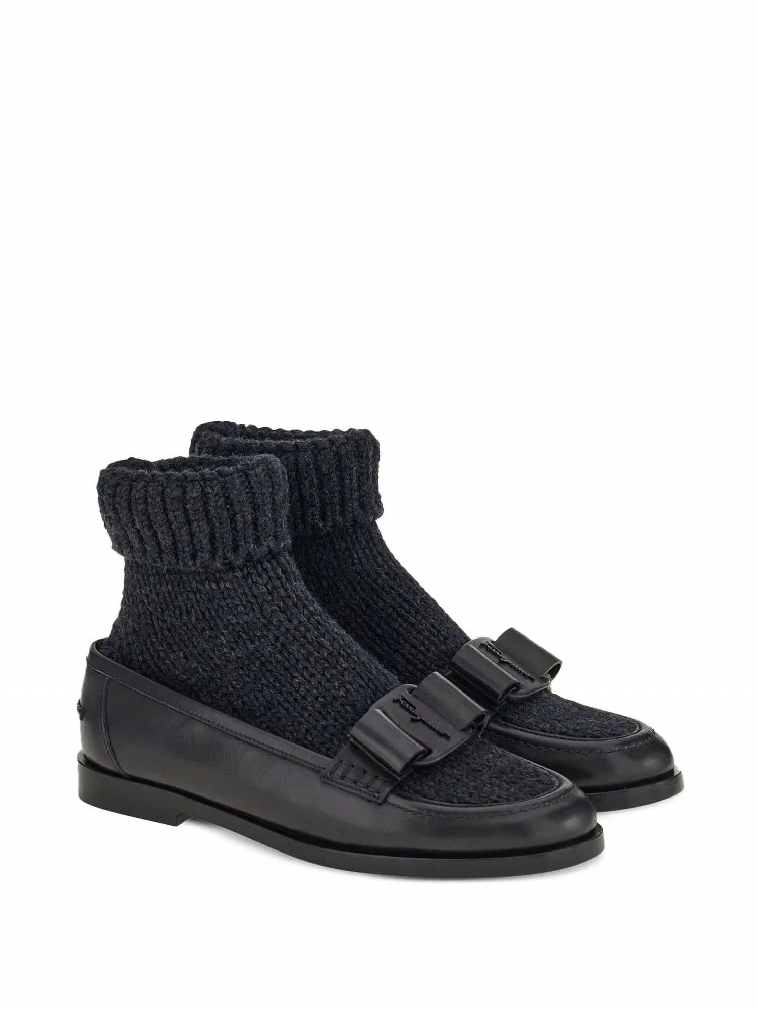 Salvatore Ferragamo Women's Vara Bow Sock-ankle Loafers in black - women's flats - view 102