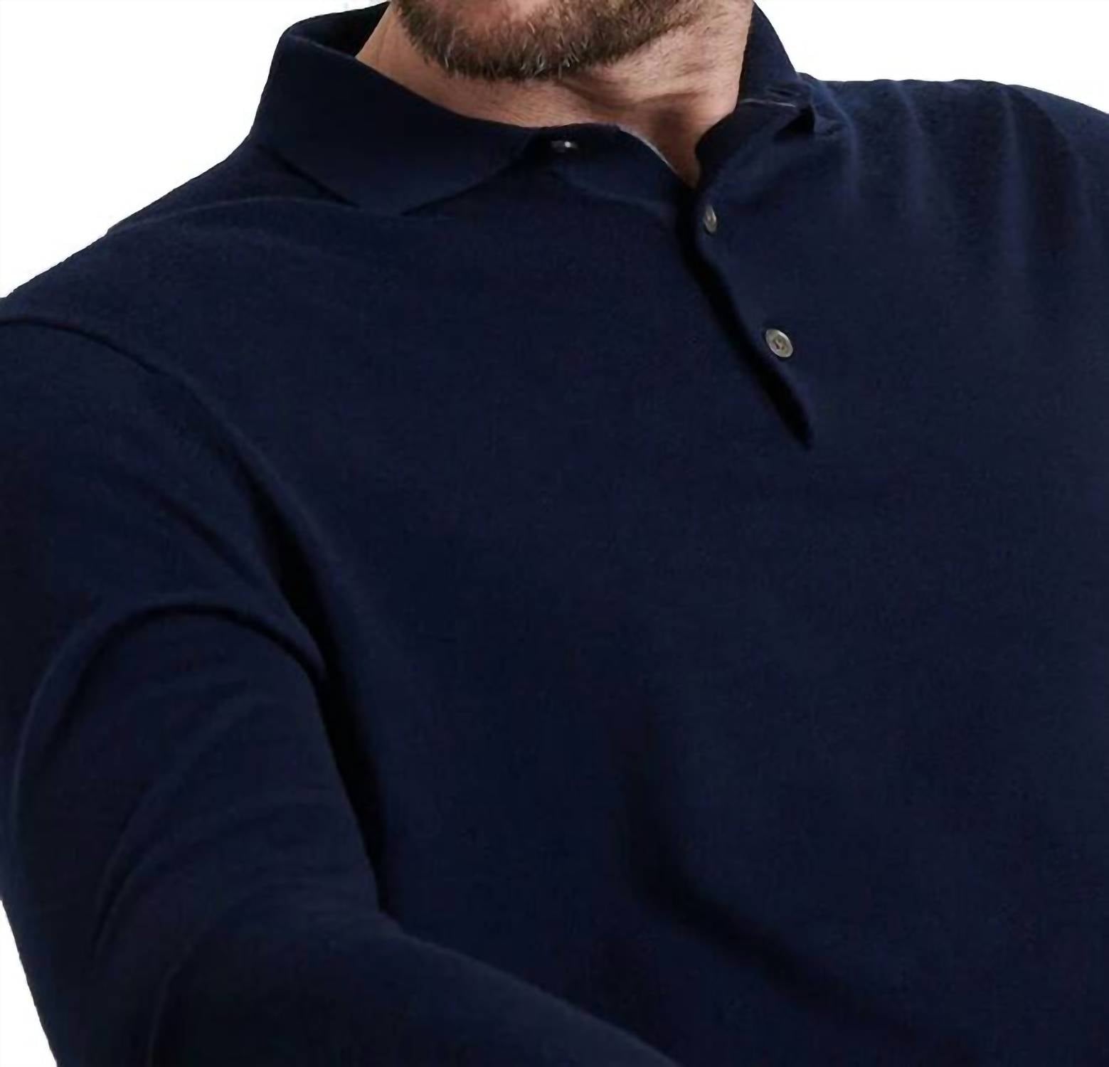 PETER MILLAR Dorset Sweater Polo in navy - men's long sleeve top - alternate view