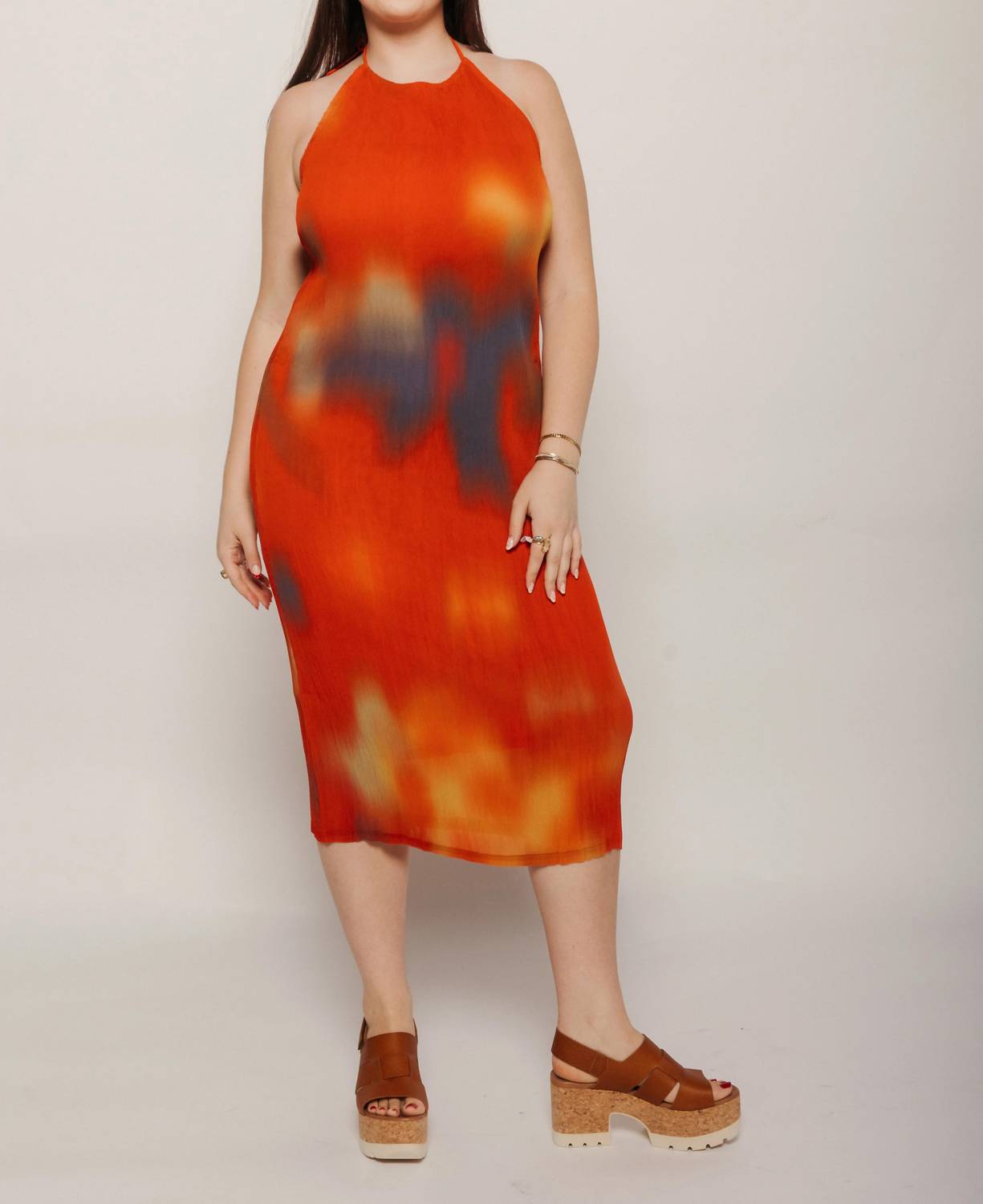 Thinking Mu - Flowers Pleated Miriam Midi Dress
