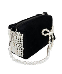 Bari Lynn - Women's Bag Velvet With Pearl Bow