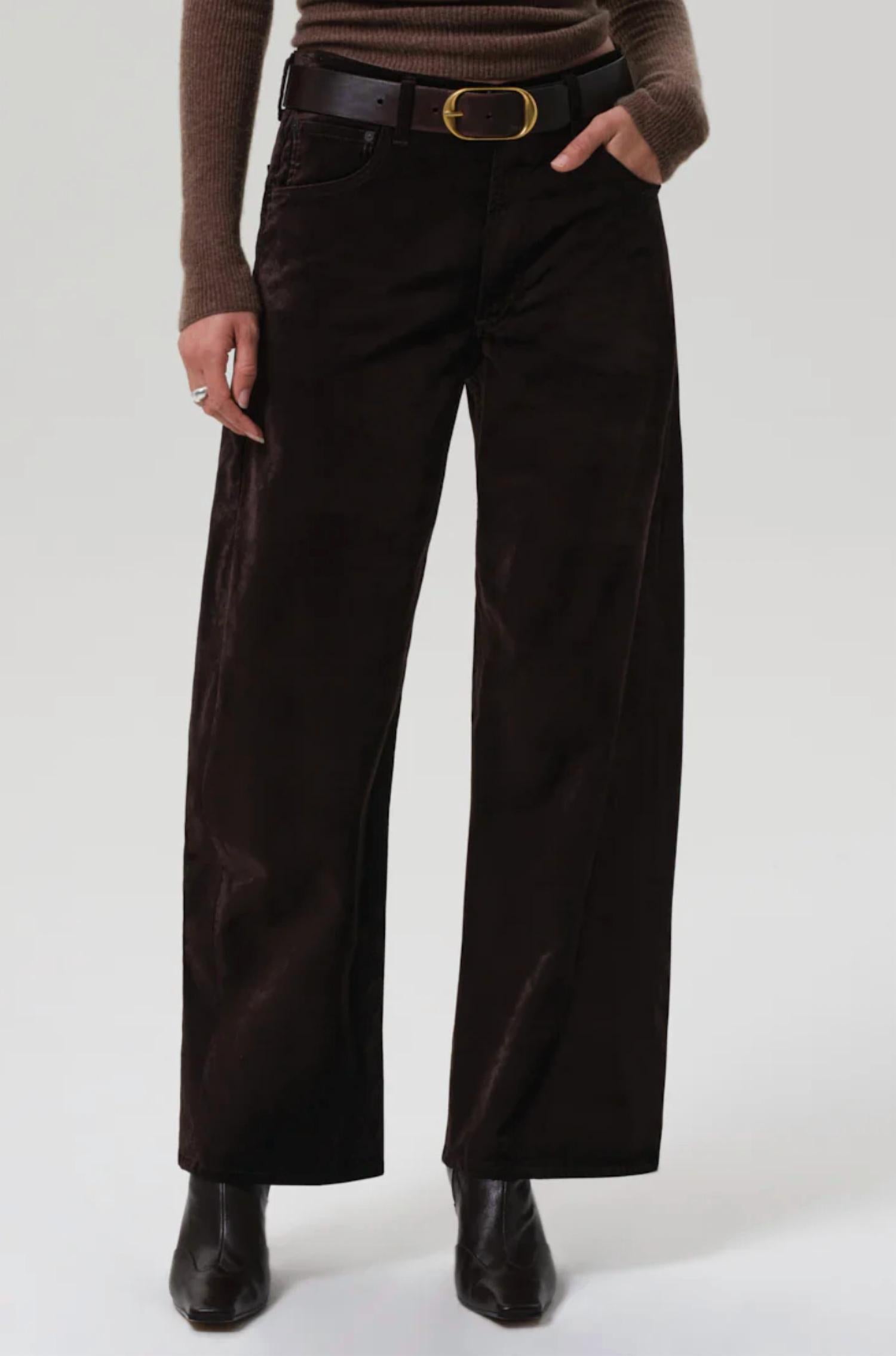 Citizens of Humanity Ayla Baggy Velvet Pants in espresso - women's pants