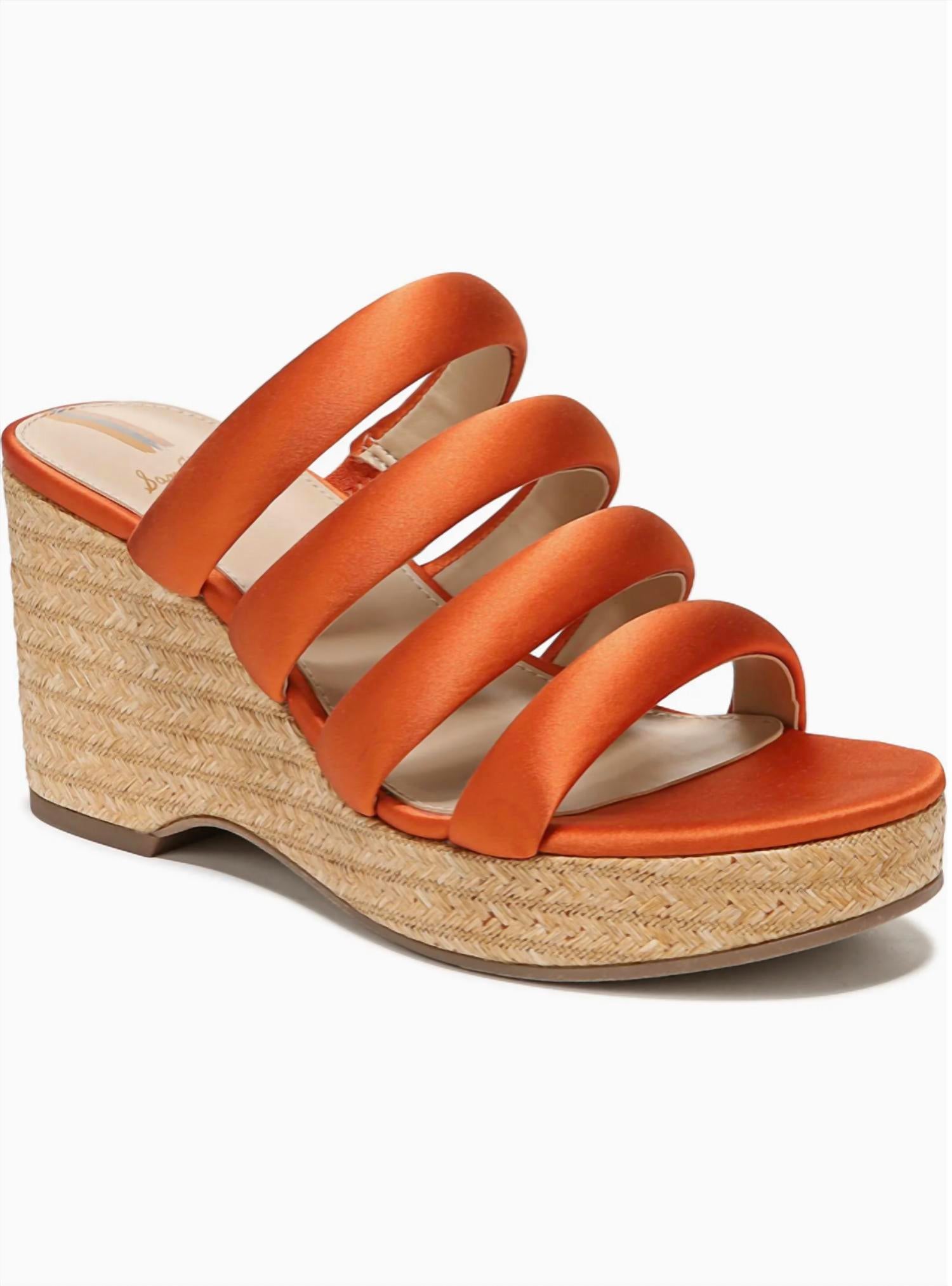 Sam Edelman Women's Yuki Wedges in orange satin - women's shoe - alternate view