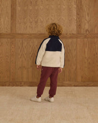 Rylee + Cru Sherpa Trails Jacket in navy color block - kids' jacket - detail view