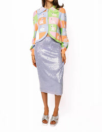 Queen Of Sparkles - Pastel Colorblock Easter Bunny Button Up Collar Cardigan