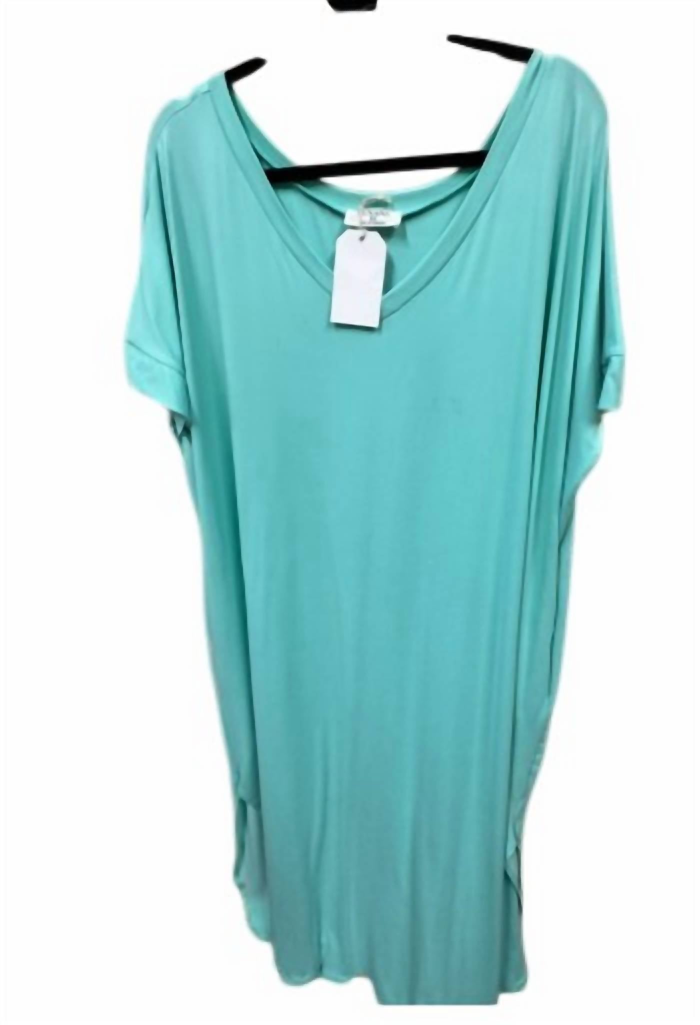ZENANA Women's Long Tee Dress With Side Slits in mint - women's dress