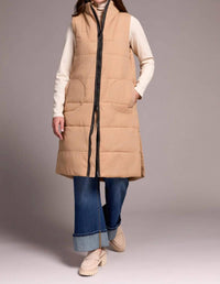 TRIBAL Denver Long Quilted Vest in cream - women's jacket - detail view