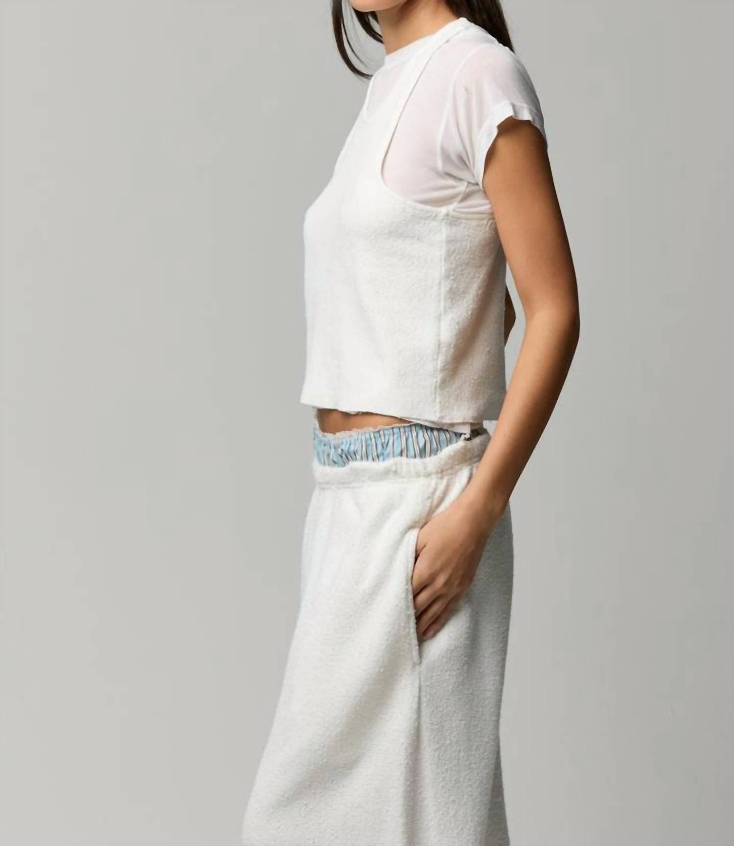 Asher Agnes Boucle Sweatpants in off white - women's pants - detail view
