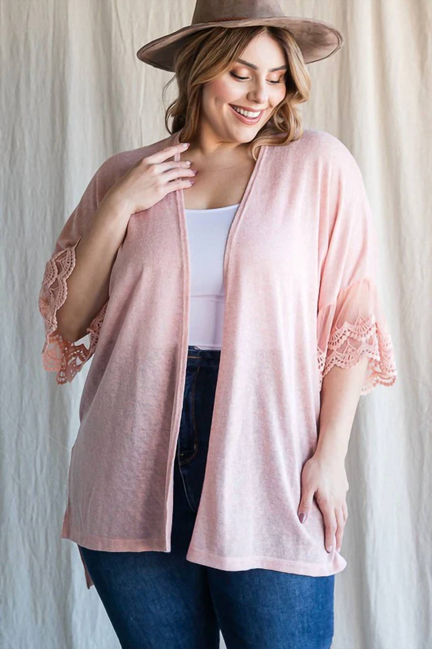 White Label - Lace Sleeve Cardigan Coverup