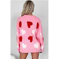 Aapparella - Oversized Heart Pearl Trim Sweater