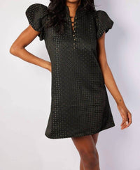 Sail To Sable - Puff Sleeve Button Front Dress