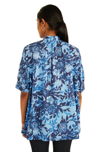 BANJANAN Ivy Button Down Shirt in clematis - women's blouse - detail view