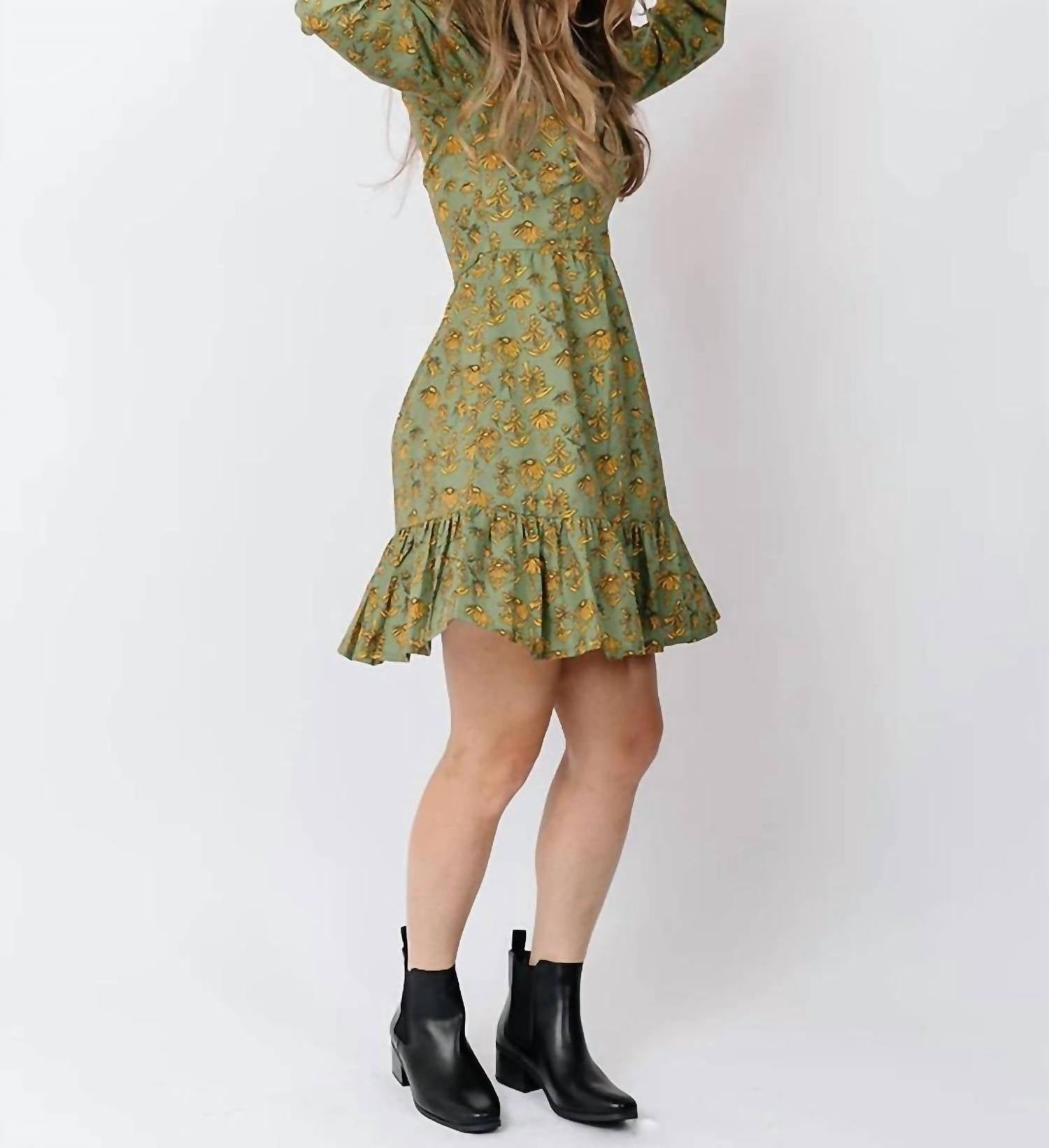Mata Traders Erin Floral Mini Dress in green - women's dress