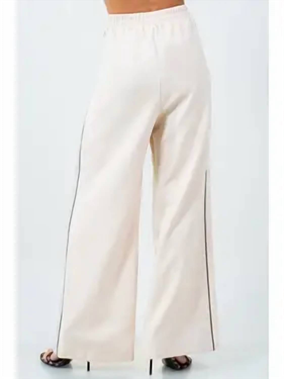 Whiteroom+Cactus - Contrast Piping Detailed Wide Leg Trousers