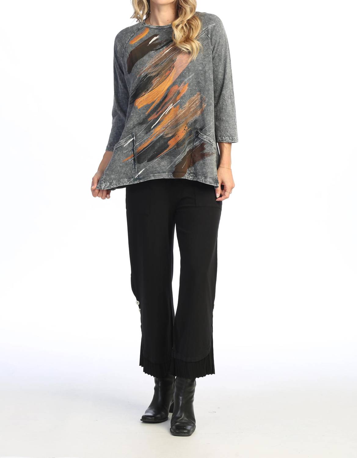 Jess & Jane - Opera Mineral Washed Patch Pocket Cotton Top