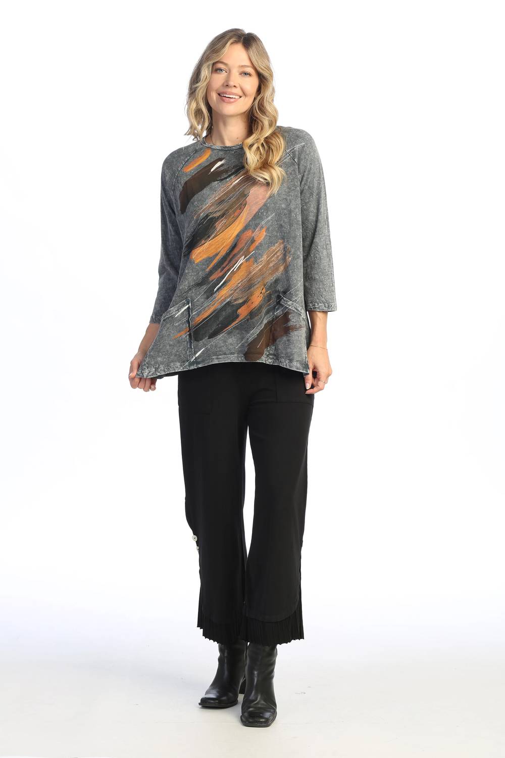 Jess & Jane - Opera Mineral Washed Patch Pocket Cotton Top