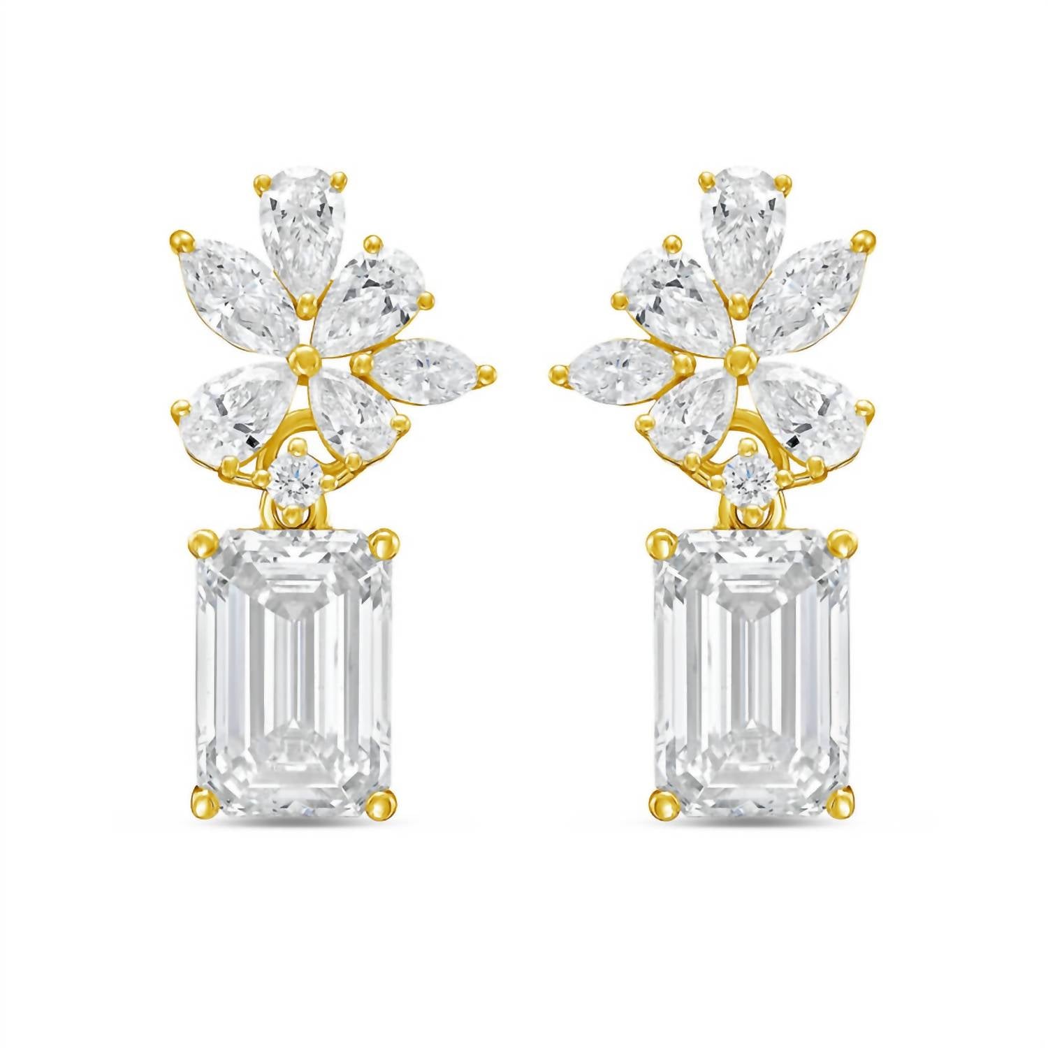 Diana M Jewels - Women's Emerald, Pear, Round & Marquise Lab-Grown Diamond Stud Earrings (10.00 Ct) - Bold