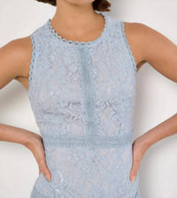 APRICOT High Neck Lace Skater Dress in light blue - women's dress - alternate view