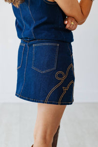 She + Sky - Western Stitch Denim Skirt