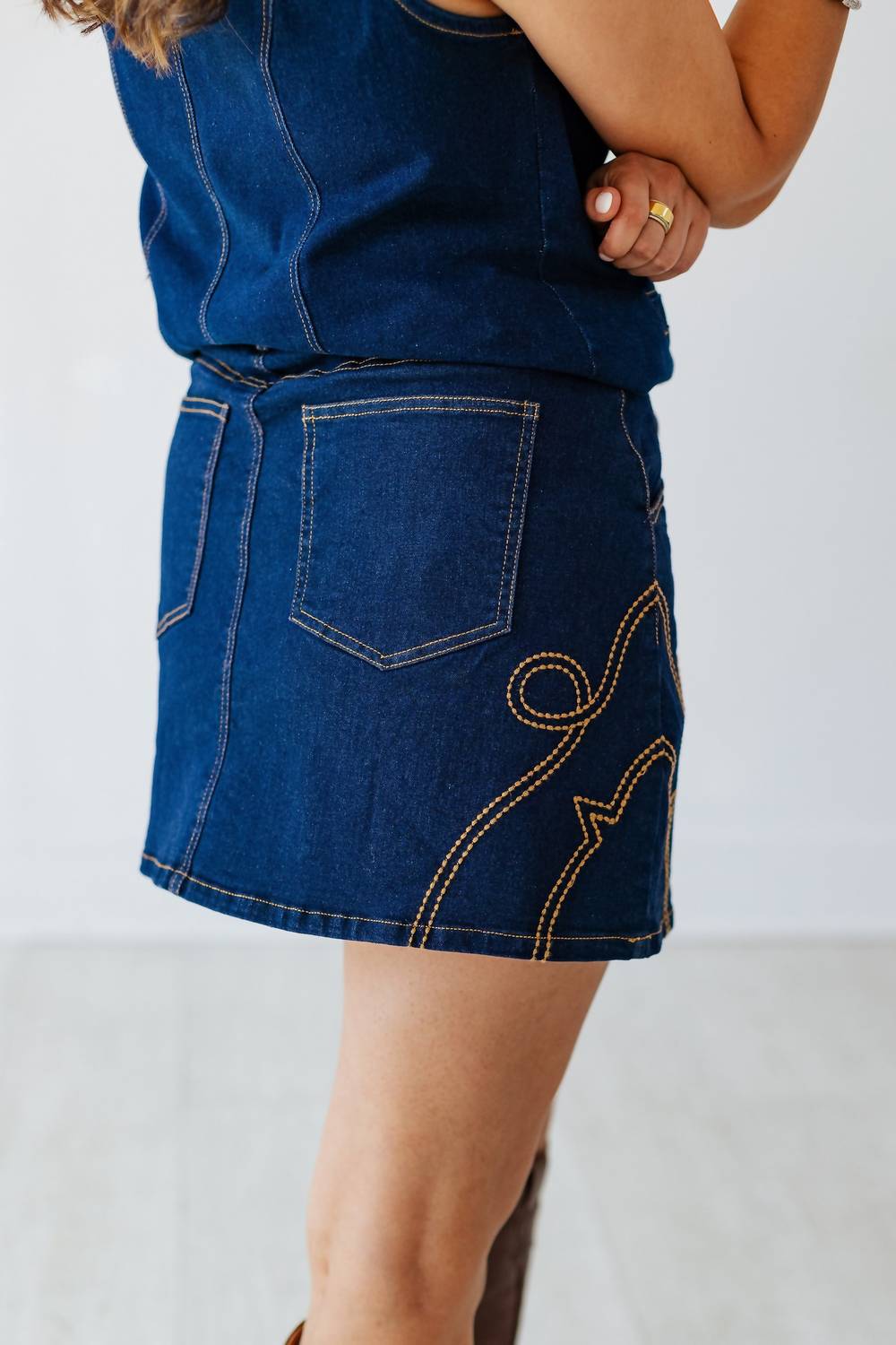 She + Sky - Western Stitch Denim Skirt