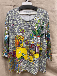 Inoah Women's 3/4 Sleeves Knit Top in asst floral - women's blouse - view 4
