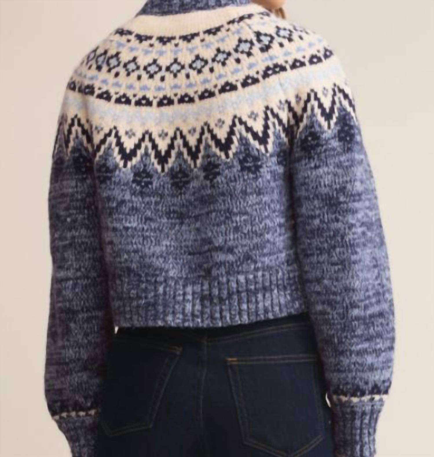 DEAR JOHN DENIM North Sea Fairisle Cardigan in blue - women's cardigan - alternate view