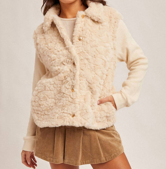 Hem & Thread - Mandy Faux Fur Knit Sleeve Jacket